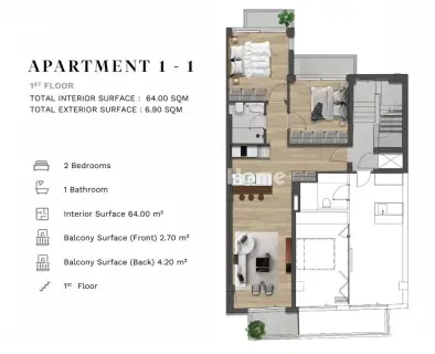 Apartment 64m<sup>2</sup> for sale photo 6